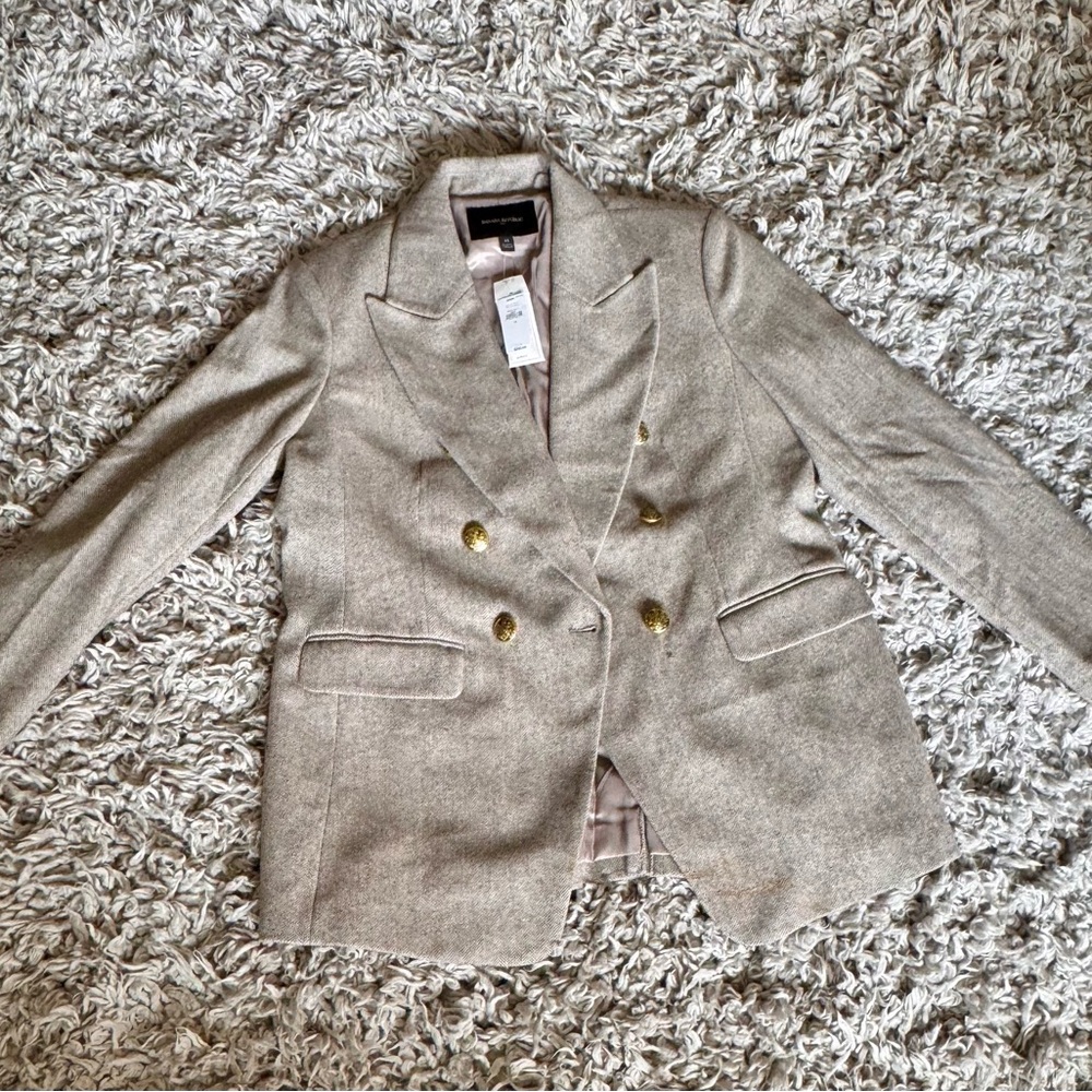 Banana Republic Tan Gold Blazer Structured Suit Jacket